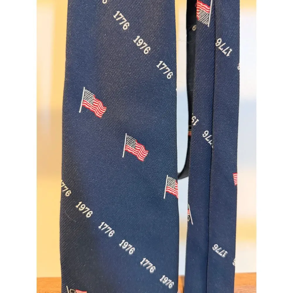 Habano- Navy 1776 1976 flag tie- polyester-bicentennial - Picture 2 of 4